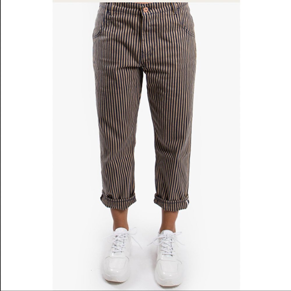 You Must Create YMC XS Geanie Jean Sand/Navy Stripe Jeans NWT
